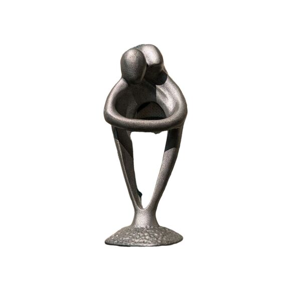 Masterwork‎ Fine Pewter Figurine Sculpture 1998 2 People Embrace Hugs - Picture 1 of 4